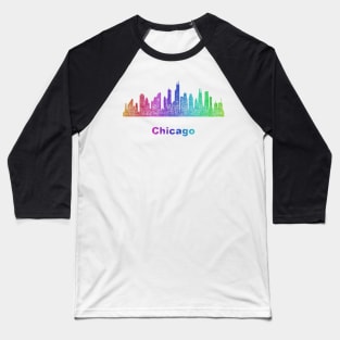 Rainbow Chicago skyline Baseball T-Shirt